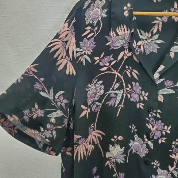 Studio C Classic Collection Button Up Top Womens 26/28 Floral Short Sleeve Flowy - Picture 2 of 9